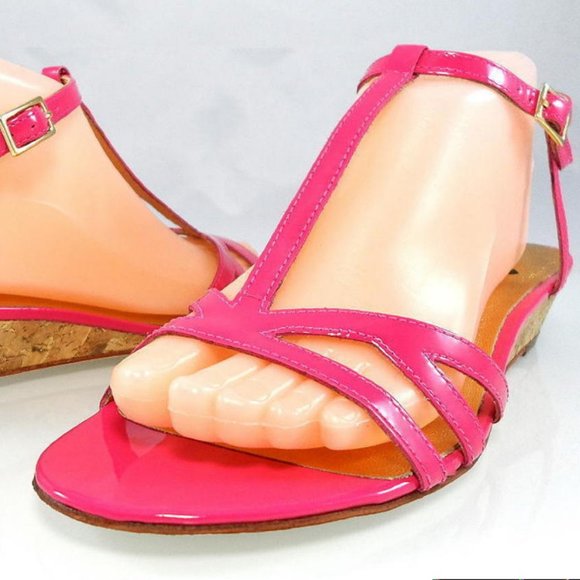 NIB$248 KATE SPADE NY CORK LOW WEDGE T-STRAP LEATHER Strappy Comfy SANDALS 7.5 - Picture 3 of 8
